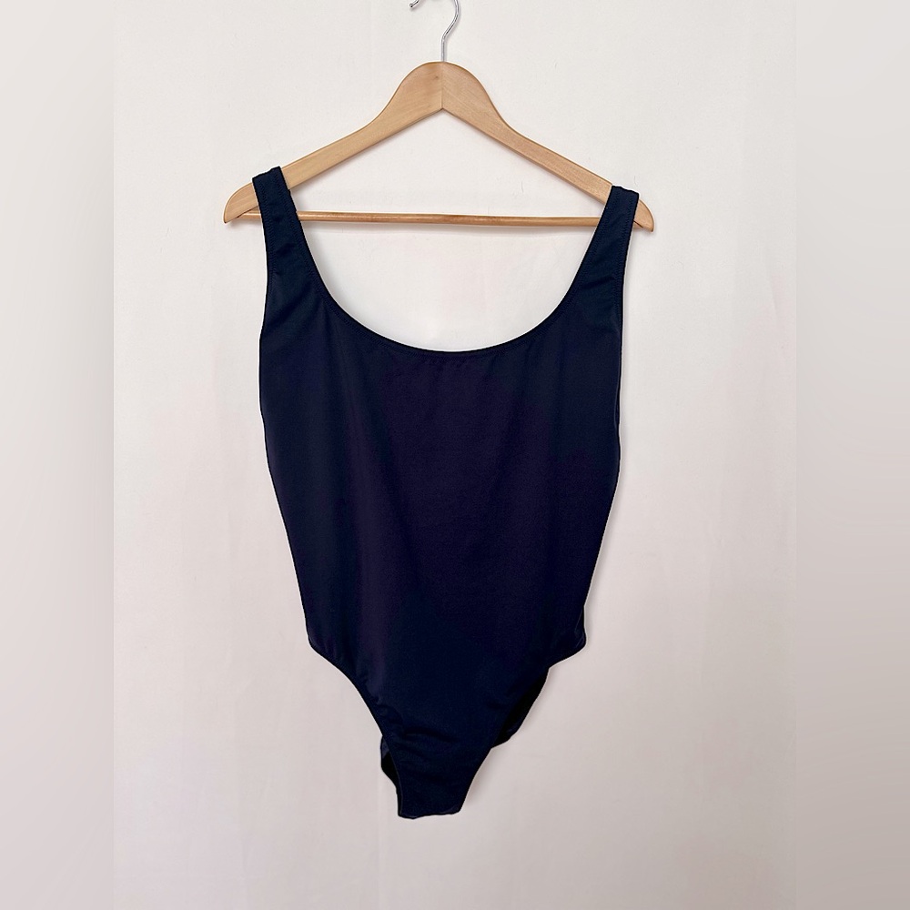 J. Crew Women's Plunging Scoopback One Piece Swimsuit | Navy | Size 14